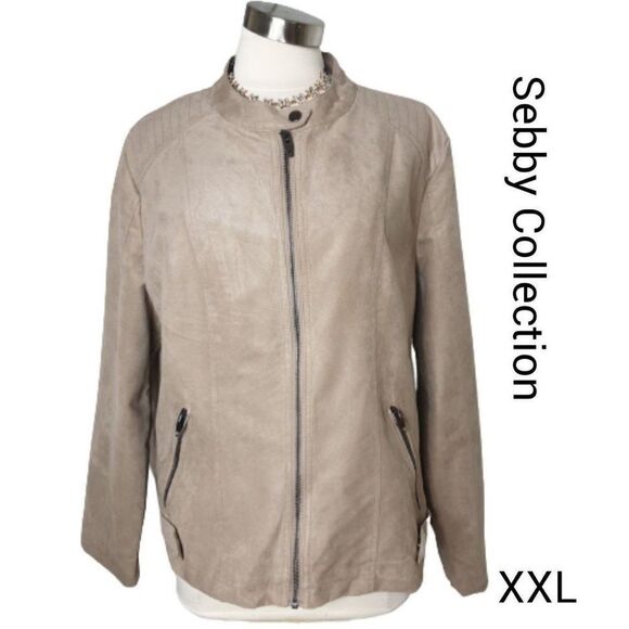 Women's Plus Faux Suede Jacket 2XL Lightweight Bomber Jacket Stretch XXL NWOT - Picture 1 of 7